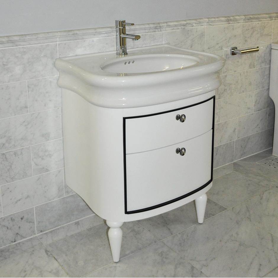 Lacava - Wall-mount under-counter vanity with two drawers. - Gloss Ardesia, Black Trim