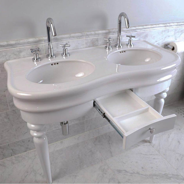 Lacava - Floor-standing console with turn  legs  and a center pull out drawer stand for Bathroom Sink H253. - Gloss Ardesia