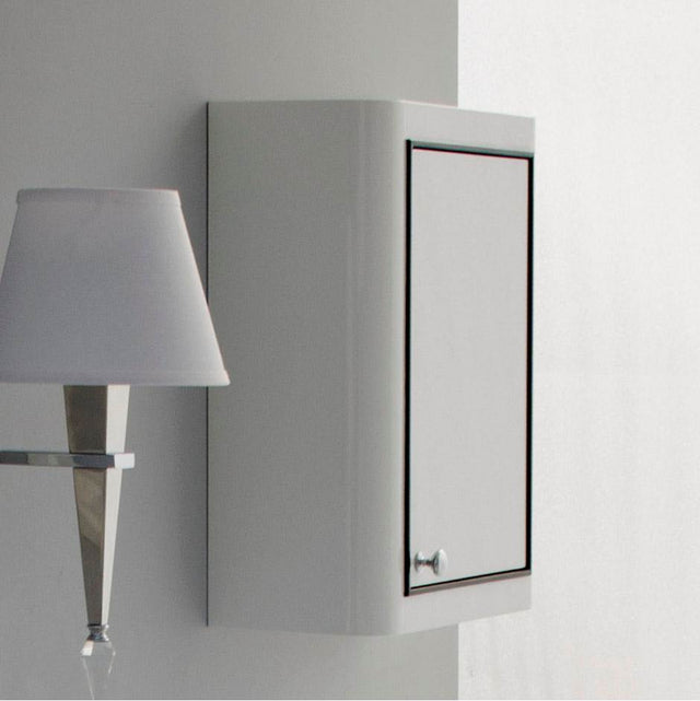 Lacava - Wall-mounted storage cabinet with one door and 2 adjustable shelves, 18''W,  7''D, 22''H. - Gloss Ardesia, Black Trim