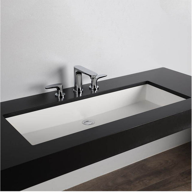 Lacava - Under-counter Bathroom Sink made of solid surface with an overflow. W: 35 1/2'', D: 15'', H:5 3/4'' - Gloss White