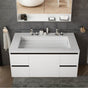 Lacava - Vanity-top wide center-bowl Bathroom Sink made of solid surface, with an overflow and decorative drain cover. - Matte White