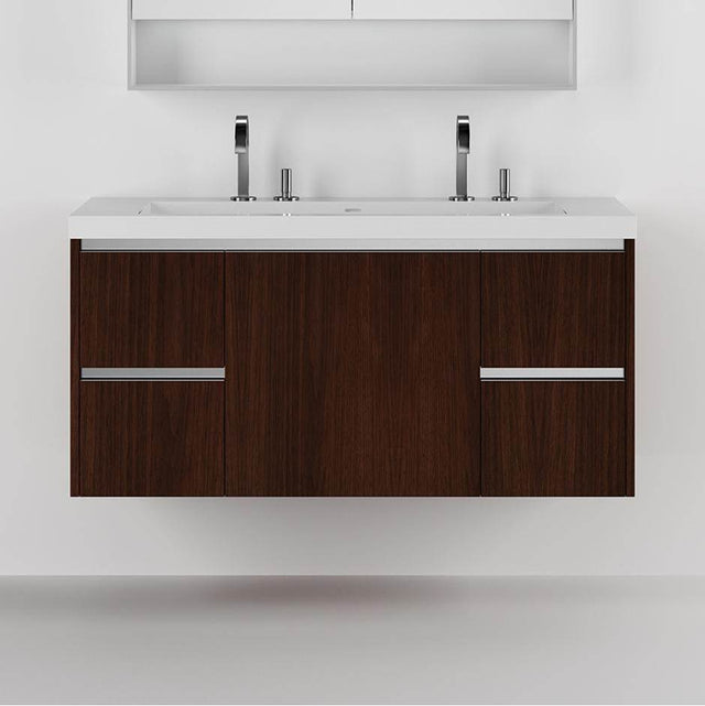 Lacava - Wall-mounted undercounter vanity with a large drawer on the  center and two small drawers on left and right - Gloss Ardesia