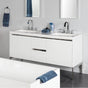 Lacava - Wall-mount under-counter double vanity with a notch-back large drawer on left and right, and two small drawers on the center. - Gloss Ardesia