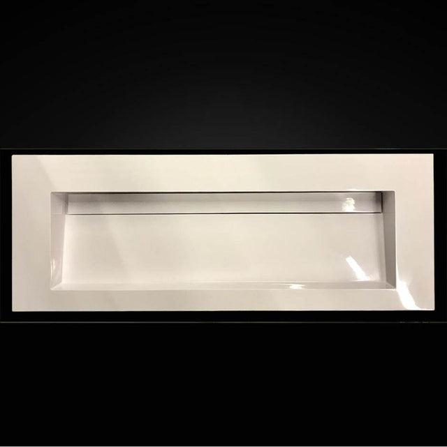 Lacava - Vanity-top wide center-bowl Bathroom Sink made of solid surface, with an overflow and decorative drain cover. - Matte White