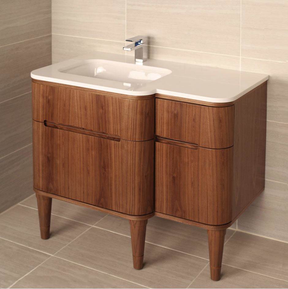 Lacava - Wall-mount under counter vanity with three routed finger pull drawers . - Gloss Ardesia