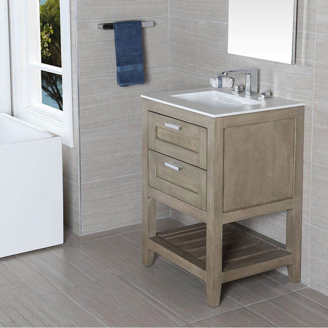 Lacava - Free standing under-counter vanity with two drawers(knobs included) and slotted shelf in wood. - Gloss Ardesia