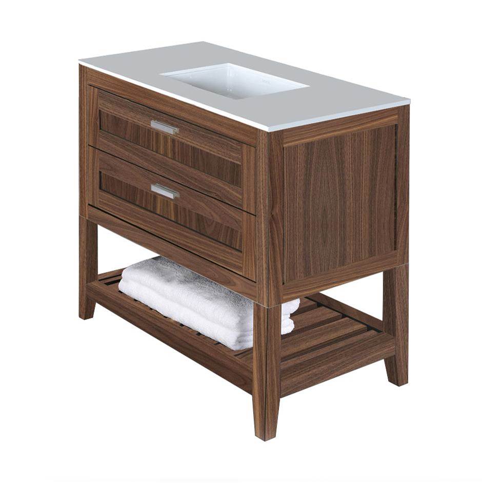 Lacava - Free standing under-counter vanity with two drawers(knobs included) and slotted shelf in wood. - Gloss Ardesia