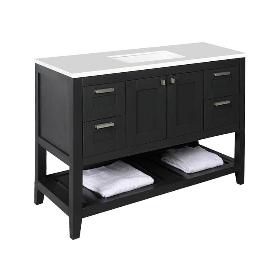 Lacava - Free standing under-counter vanity with two doors(knobs included) on center, two drawers(knobs included) on both sides and slotted shelf in wood. - Gloss Ardesia