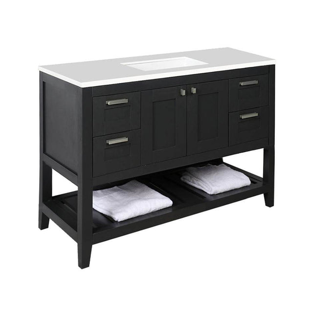 Lacava - Free standing under-counter vanity with two doors(knobs included) on center, two drawers(knobs included) on both sides and slotted shelf in wood. - Gloss Ardesia
