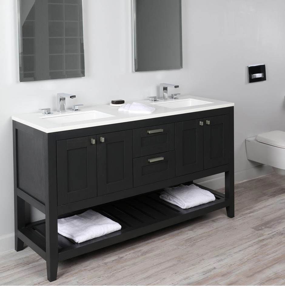 Lacava - Free standing under-counter double vanity with two sets of doors(knobs included)on both sides - Gloss Ardesia