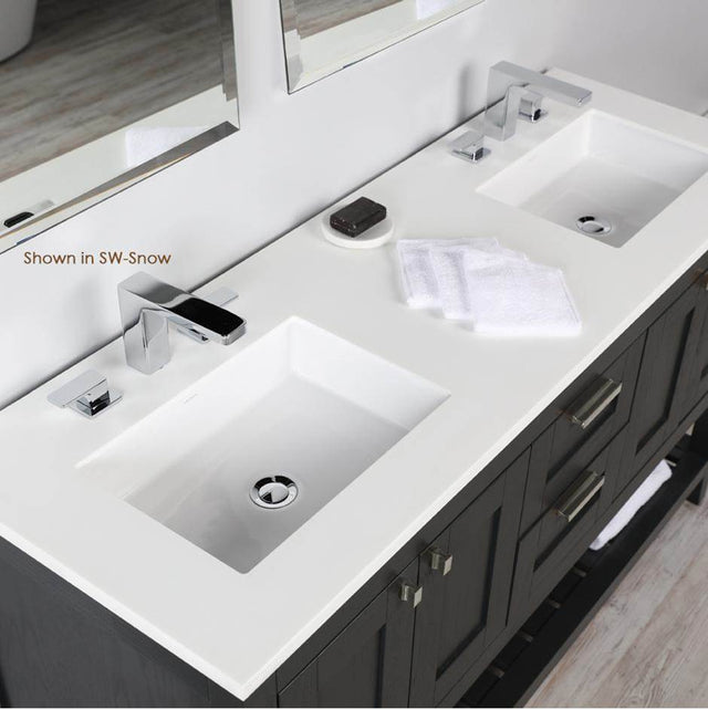 Lacava - Countertop for vanity STL-W-60 & STL-F-60, with 2 cut-outs for Bathroom Sink 5452UN. W: 60'', D: 21'', H: 3/4'' - Lava