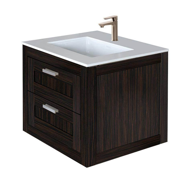 Lacava - Wall-mount under-counter vanity with two drawers (knobs included). - Gloss Ardesia