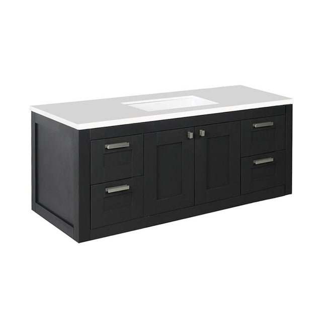 Lacava - Wall-mount under-counter vanity with two doors(knobs included) on center and two drawers(knobs included) on both sides. - Gloss Ardesia