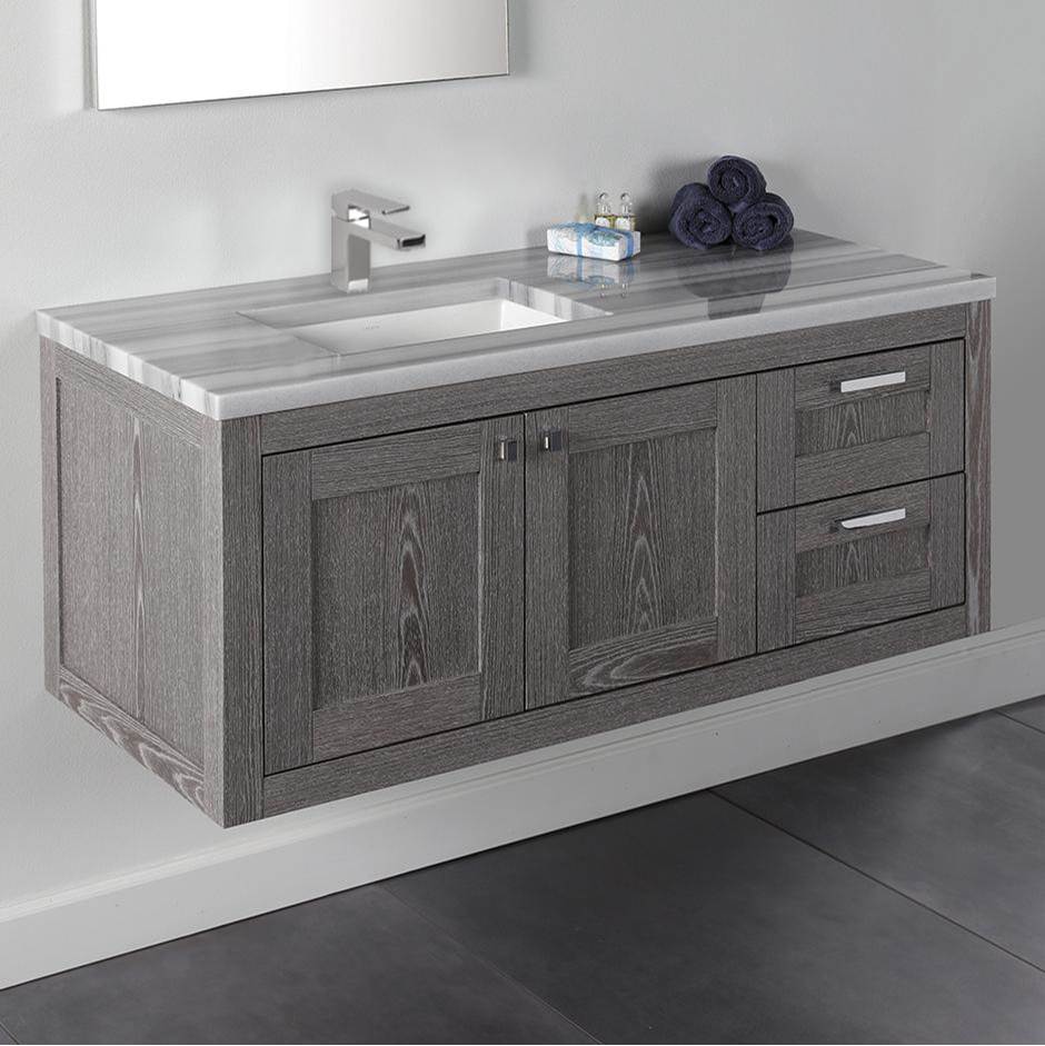 Lacava - Wall-mount under-counter vanity with two doors on the left and two drawers on the right. - African Mahogany