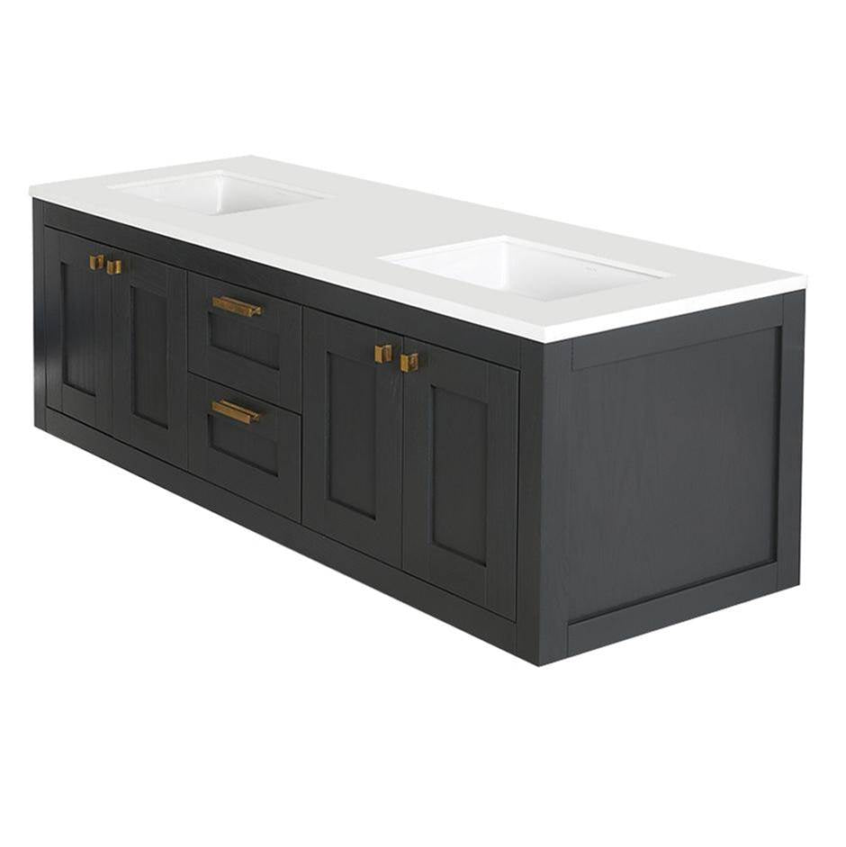 Lacava - Wall-mount under-counter double vanity with two sets of doors(knobs included)on both sides - Gloss Ardesia