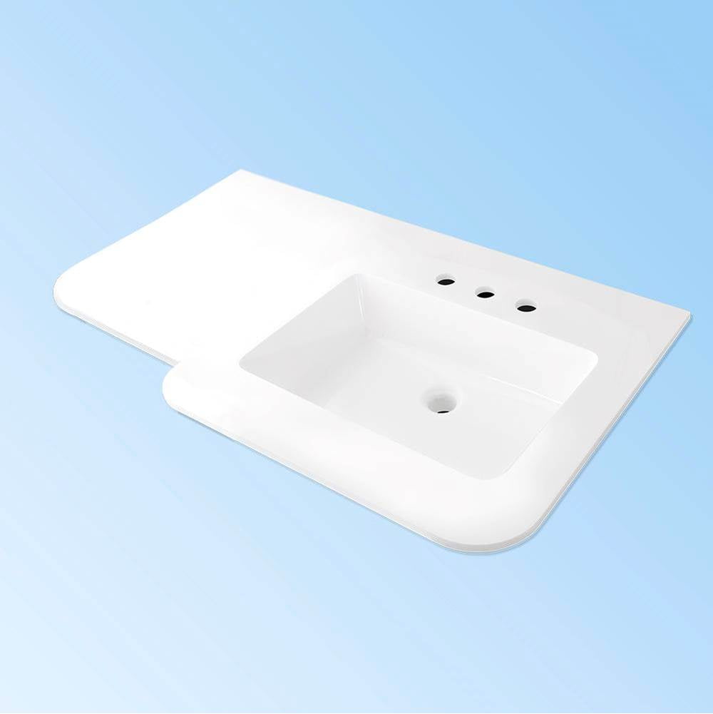 Lacava - Vanity-top sink made of solid surface, with an overflow - Matte White