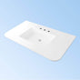 Lacava - Vanity-top sink made of solid surface, with an overflow. 1/2'' thick backsplash sold separately. W: 48 '', D: 22'', H: 6 1/2''.  03 - three faucet holes.  Compatible with vanities ELE-W-48 and FLT-W-48S. - Gloss White