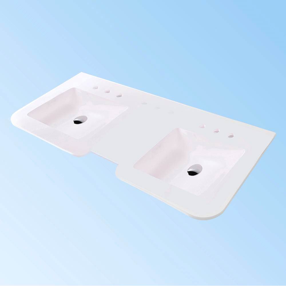 Lacava - Vanity-top sink made of solid surface, with an overflow - Matte White