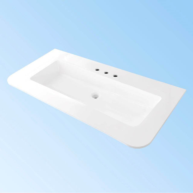 Lacava - Vanity-top sink made of solid surface, with an overflow - Gloss White