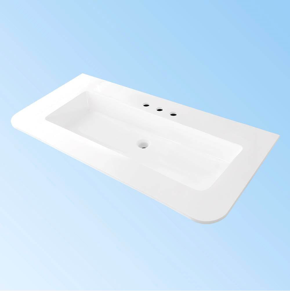 Lacava - Vanity-top sink made of solid surface, with an overflow - Gloss White