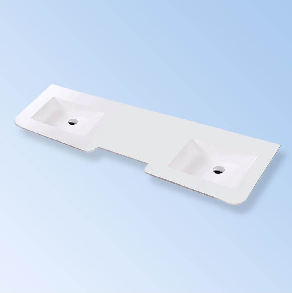 Lacava - Vanity-top double sink made of solid surface, with an overflow - Matte White