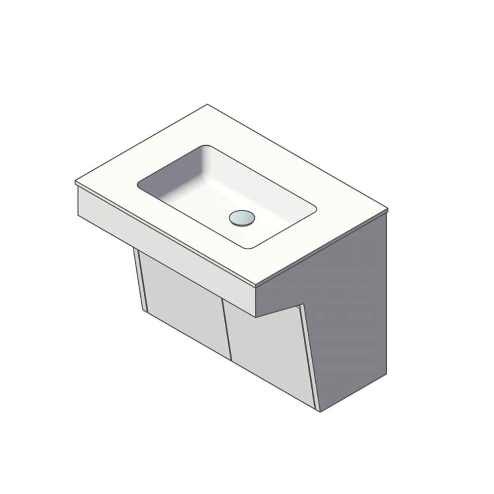 Lacava - Wall-mount vanity with two doors and fingerpull openings; can meet federal ADA requirements when installed correctly. Vanity top sink K30 sold separately. 29-1/2''W, 21-3/4''D, 23-1/2''H - Gloss Ardesia