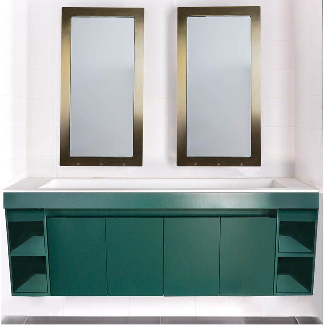 Lacava - Wall-mount vanity with four doors, one cubby and fingerpull openings; can meet federal ADA requirments when installed correctly. 59-1/2''W, 21-3/4''D, 23-1/2''H - Natural Cherry
