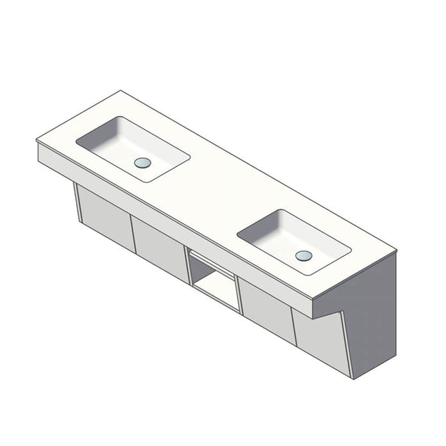 Lacava - Wall-mount vanity with four doors, one cubby with shelf and fingerpull openings; can meet federal ADA requirements when installed correctly. Vanity top sink K72 sold separately. 71-1/2''W, 21-3/4''D, 23-1/2''H - Gloss Ardesia