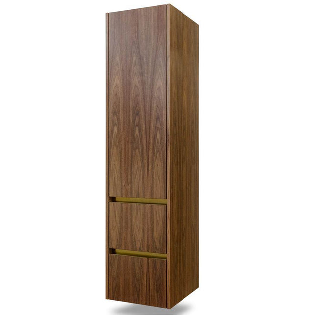 Lacava - Wall-mounted storage cabinet with three adjustable woods shelves, two drawers, one right-hinged door.  Soft close hinges and self-close drawer glides.  Add-on metal trim available.  W: 16'', D: 17'', H: 66'' - Silver Oak - Silver Oak