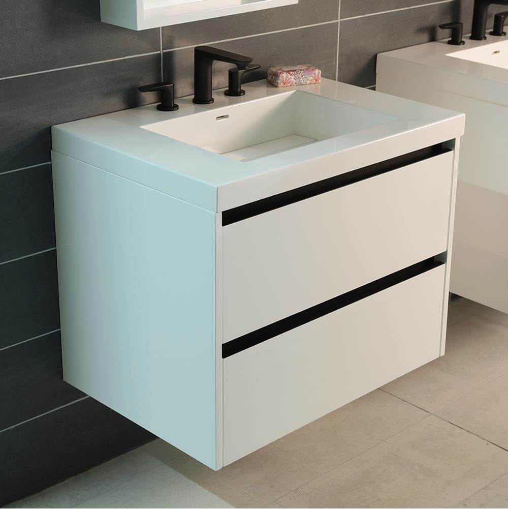 Lacava - Wall-mount under counter vanity with 2 drawers and a notch in back. Bathroom Sink H262Tsold separately .W:29 3/4'', D: 20 7/8'', H: 22''. - Gloss Ardesia