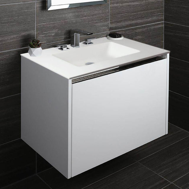 Lacava - Vanity top solid surface Bathroom Sink with overflow. - Gloss White
