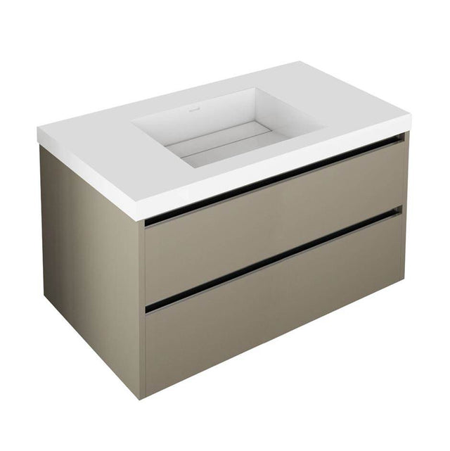 Lacava - Wall-mount under counter vanity with 2 drawers and a notch in back. Bathroom Sink H262Tsold separately .W: 35 3/4'' D: 20 7/8'' H: 22''. - Gloss Ardesia