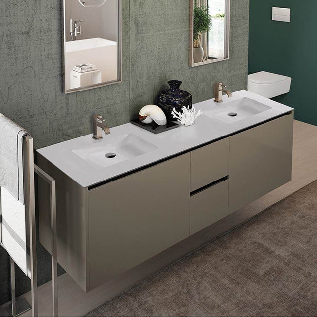 Lacava - Vanity top solid surface Bathroom Sink with overflow. - Gloss White