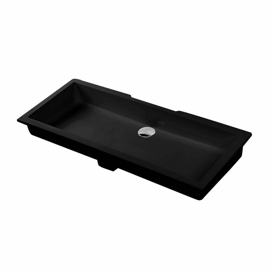 Lacava - Under-counter Bathroom Sink made of solid surface with an overflow. W: 35 1/2'', D: 15'', H:5 3/4'' - Matte Black