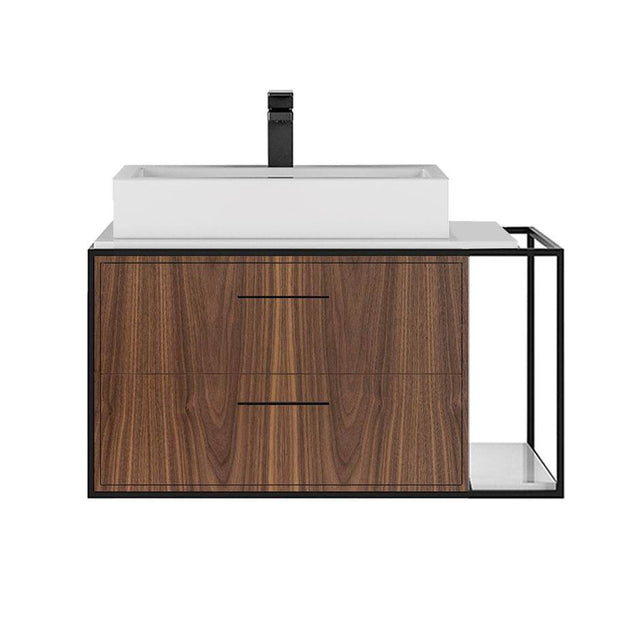Lacava - Cabinet of wall-mount under-counter vanity LIN-VS-30L  with sink on the left - Gloss Ardesia