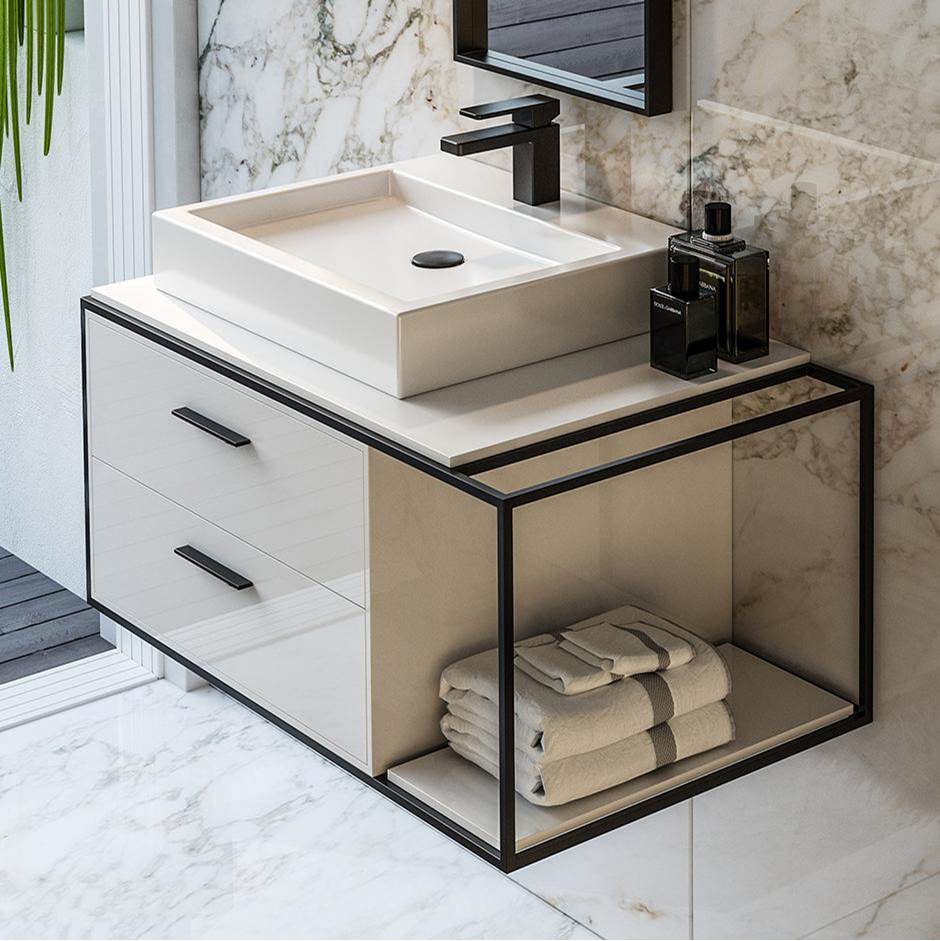 Lacava - Solid surface countertop for wall-mount under-counter vanity LIN-VS-36R. - Marmo