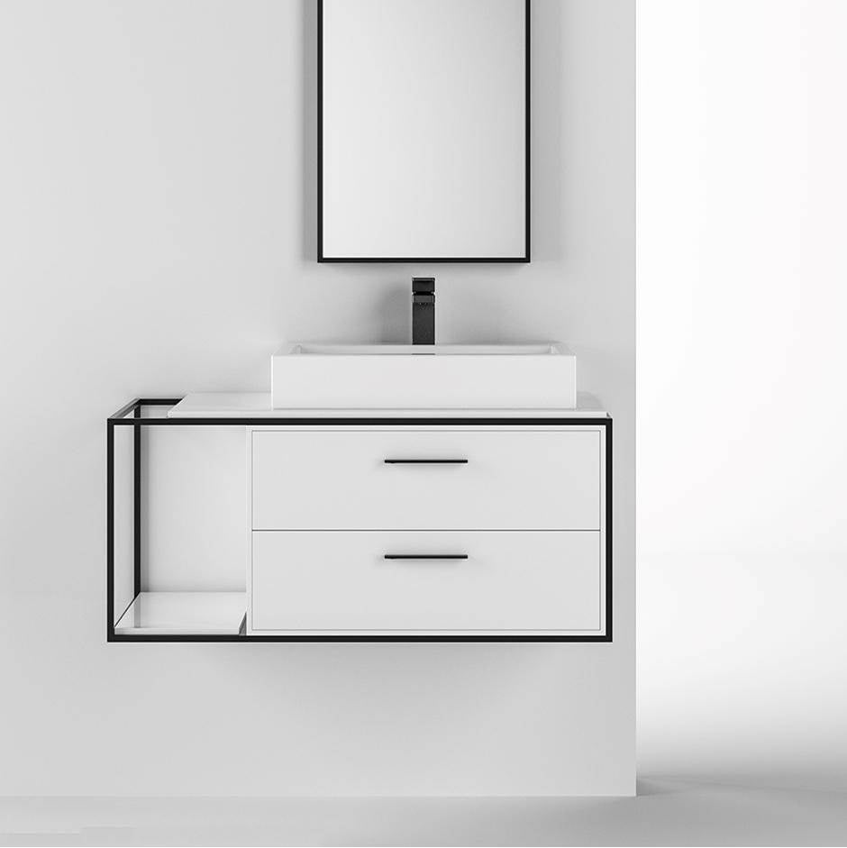 Lacava - Metal frame  for wall-mount under-counter vanity LIN-VS-36R. Sold together with the cabinet and countertop.  W: 36'', D: 21'', H: 16''. - Powder Coated Brass