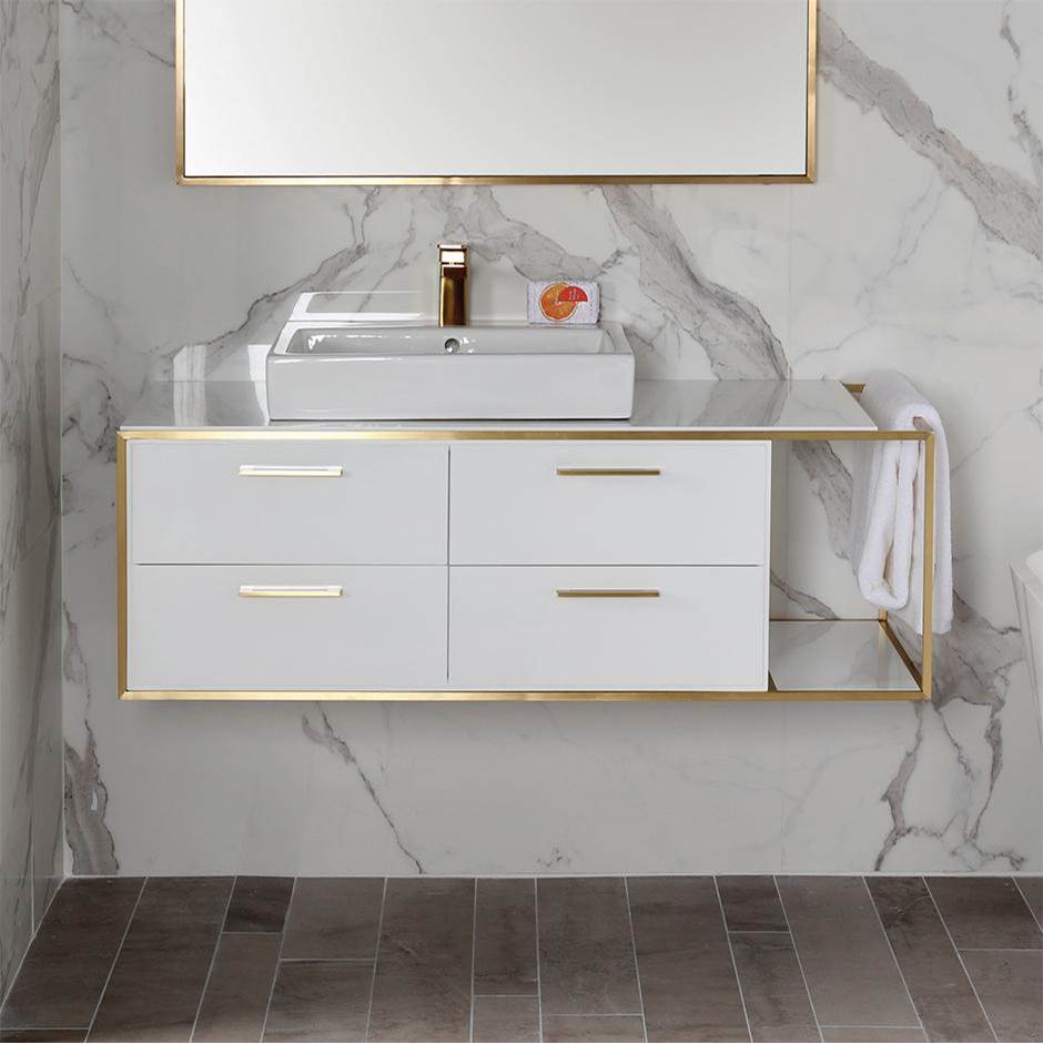 Lacava - Solid surface countertop for wall-mount under-counter vanity LIN-VS-48L. - Lava