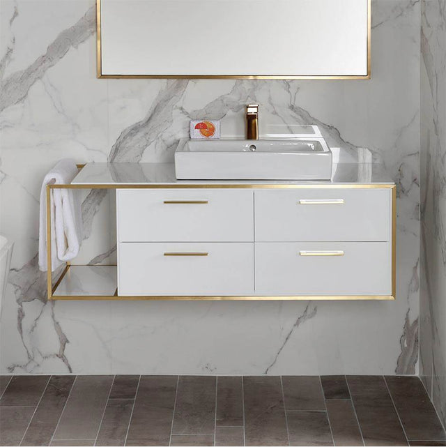 Lacava - Metal frame  for wall-mount under-counter vanity LIN-VS-48R. Sold together with the cabinet and countertop.  W: 48'', D: 21'', H: 16''. - Matte White