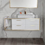 Lacava - Cabinet of wall-mount under-counter vanity LIN-VS-48R  with four drawers (pulls included), metal frame,  solid surface countertop and shelf. - Gloss Ardesia