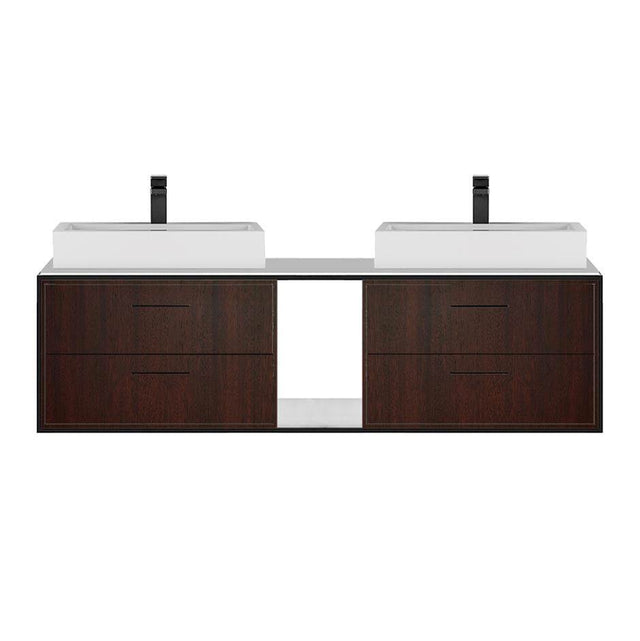 Lacava - Solid surface countertop for wall-mount under-counter vanity LIN-VS-60A. - Obsidian