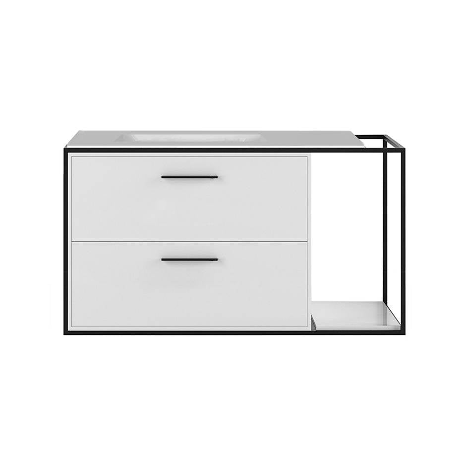 Lacava - Cabinet of wall-mount under-counter vanity LIN-UN-36L with sink on the left - Gloss Ardesia