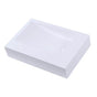 Lacava - Vessel Bathroom Sink with deck on the left, made of solid surface, with an overflow and decorative drain cover. - Matte White