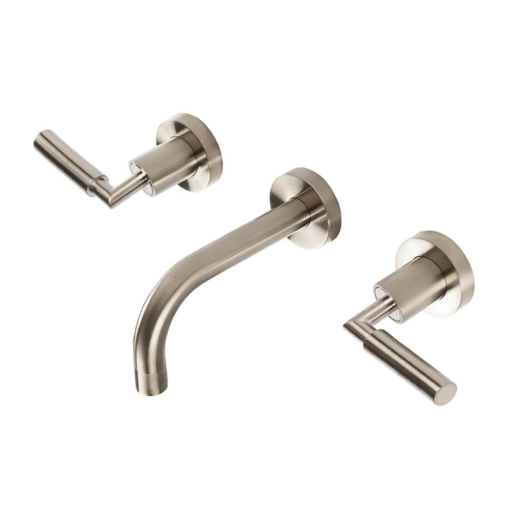 ROUGH - Wall-mount three-hole faucet with two lever handles, no backplate, spout 6''.
