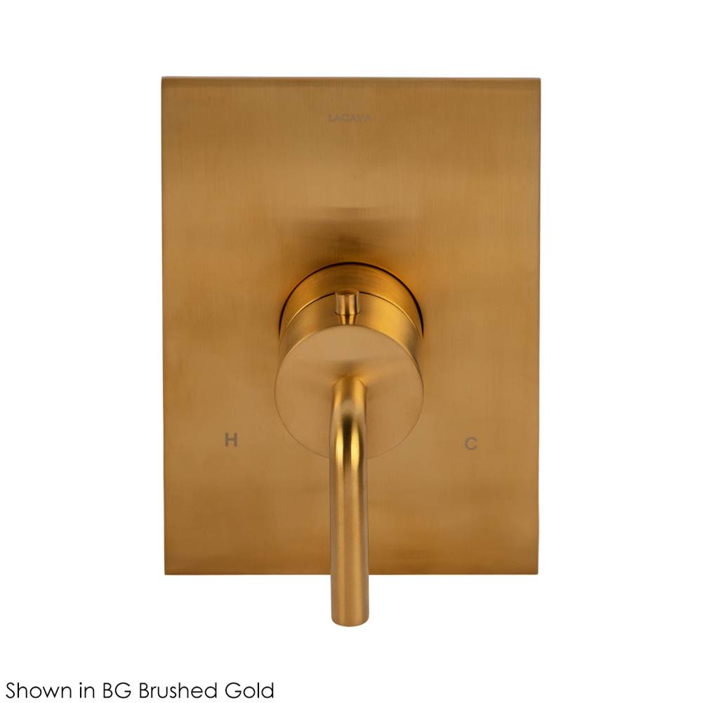 TRIM ONLY - Regular Thermostat, flow rate 10 GPM, curved lever handle on round knob, rectangular backplate