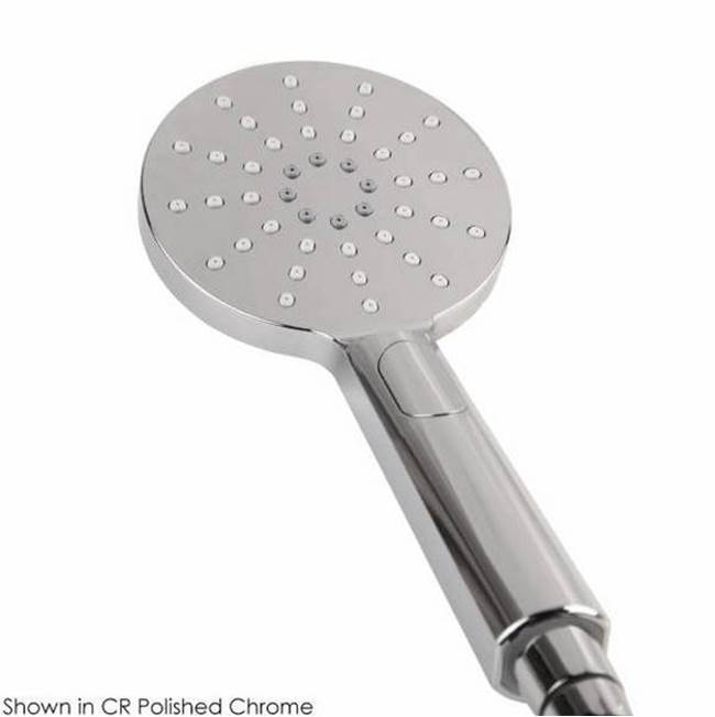 Hand-held round shower head with 59-inch flexible hose and three function variable spray