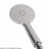 Hand-held round shower head with 59-inch flexible hose and three function variable spray