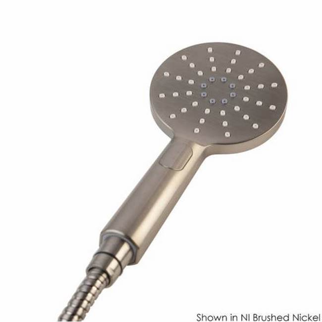Lacava - Hand-held round shower head with 59-inch flexible hose and three function variable spray - Brushed Nickel