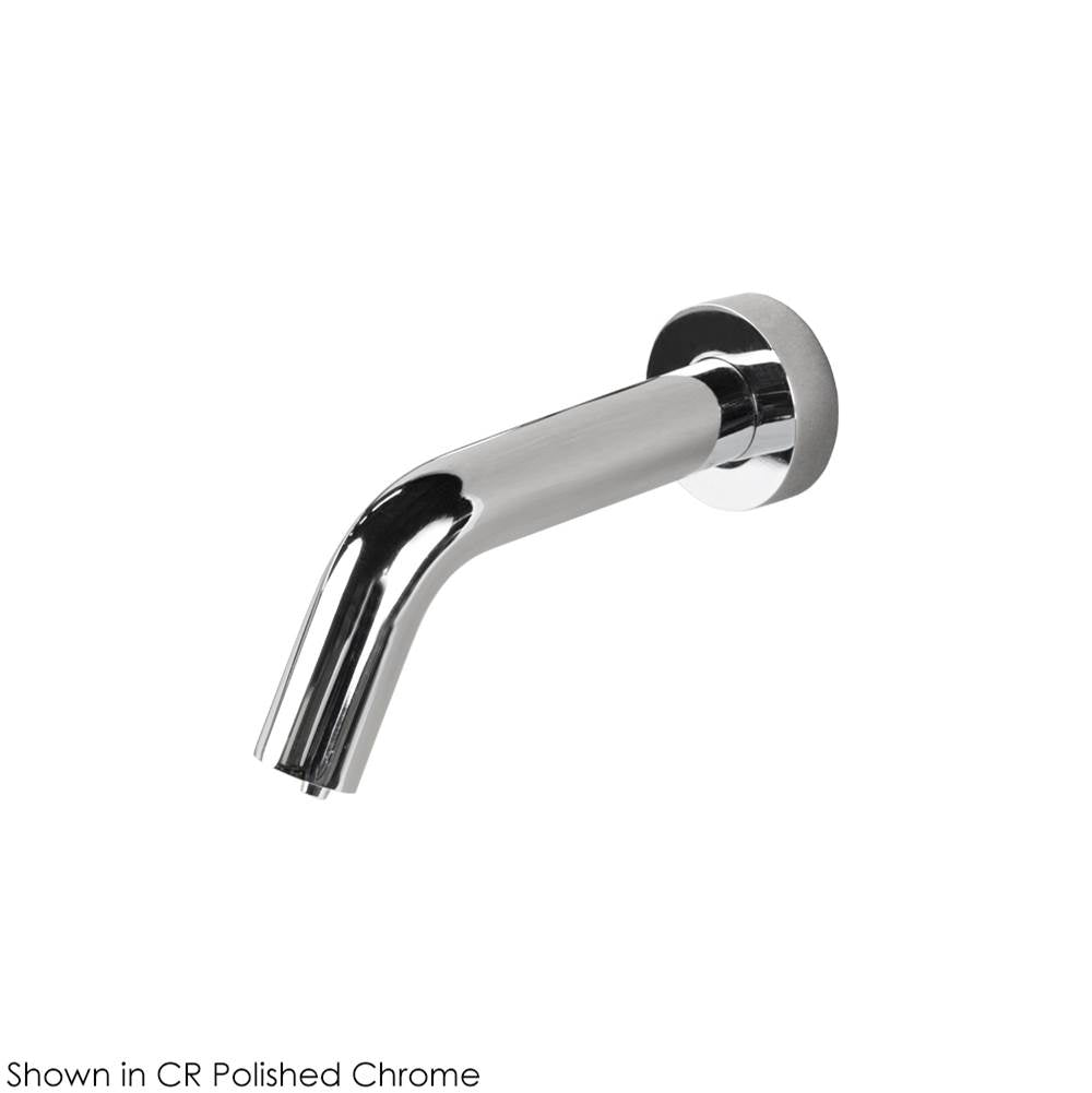 Wall-mount electronic touch-free soap dispenser with round spout, and bottle kit. AC-DC Input Voltage: 120V, includes transformer and battery pack. Small soap bottle is supplied upon request - specify code EXBTS at the time of order.