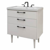 Floor standing vanity with six drawers.